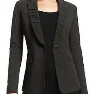 Cabi Pinstripe Ruched Ruffle Lapel Blazer (4)